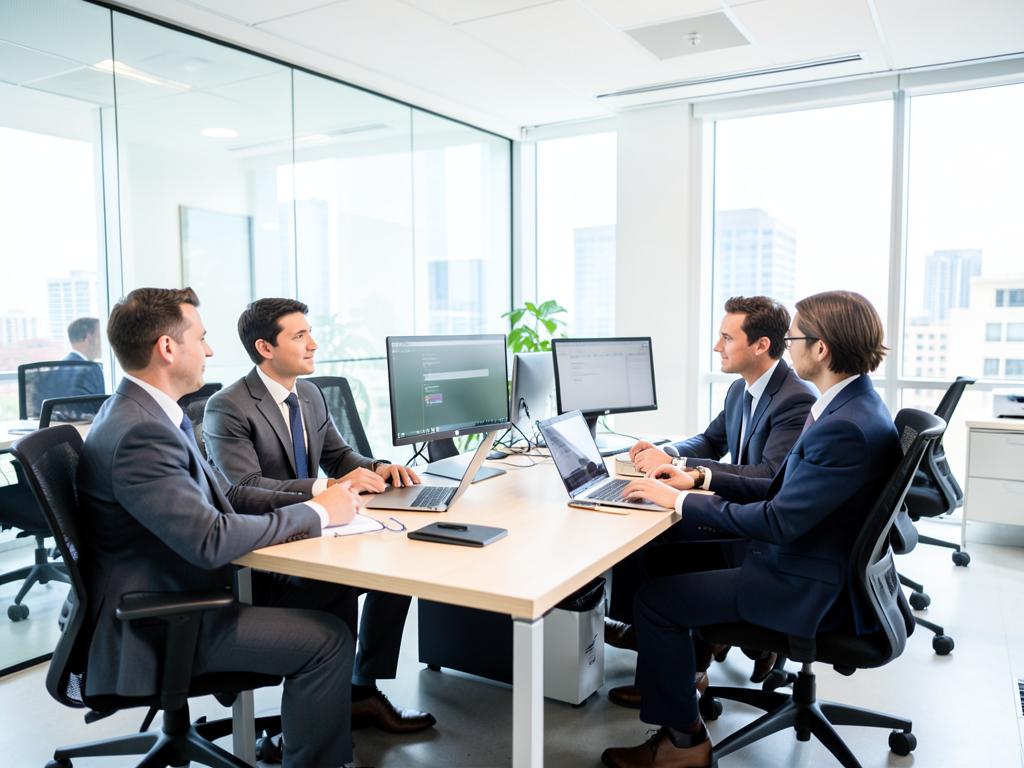 Reunião de equipe em escritório moderno